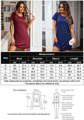 Ekouaer 2 Pack Nightgowns for Women Sleepshirt Short Sleeve Night Shirts Soft Sleep Shirt Dress Classic Nightdress S-XXL in Saudi Arabia