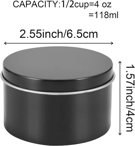 60 عبوة من علب الشموع سعة 118 مل من زوينهو، علب معدنية فارغة مستديرة مع أغطية، حاويات شموع تخزين معدنية محمولة، برطمانات علب الشموع لصنع الشموع، أسود in Kuwait