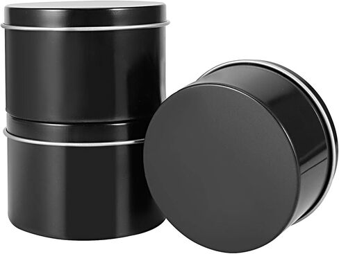 60 عبوة من علب الشموع سعة 118 مل من زوينهو، علب معدنية فارغة مستديرة مع أغطية، حاويات شموع تخزين معدنية محمولة، برطمانات علب الشموع لصنع الشموع، أسود in Kuwait