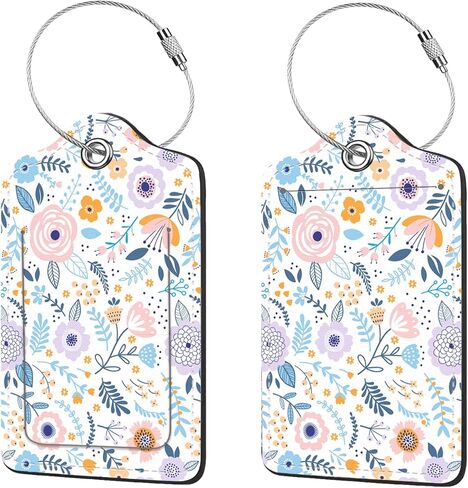 2 Pcs Luggage Tags for Suitcase, Cute Unique PU Leather Travel Bag Tag with Privacy Cover ID Label Address Card and Durable Metal Ring Suitable for Men Women Children Backpack,Cat Riding Dinosaur in Kuwait