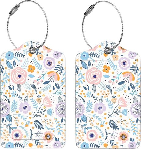 2 Pcs Luggage Tags for Suitcase, Cute Unique PU Leather Travel Bag Tag with Privacy Cover ID Label Address Card and Durable Metal Ring Suitable for Men Women Children Backpack,Cat Riding Dinosaur in Kuwait