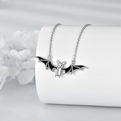Ghost Necklace Sterling Silver Cat Ghost Necklace Bat Necklace Pendant Necklace Jewelry Halloween Gifts for Women in Saudi Arabia