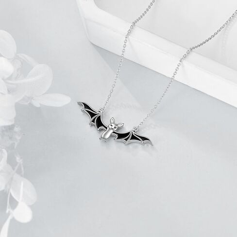 Ghost Necklace Sterling Silver Cat Ghost Necklace Bat Necklace Pendant Necklace Jewelry Halloween Gifts for Women in Saudi Arabia