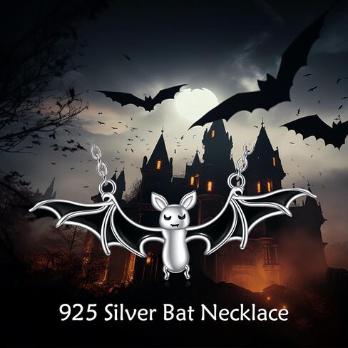 Ghost Necklace Sterling Silver Cat Ghost Necklace Bat Necklace Pendant Necklace Jewelry Halloween Gifts for Women in Saudi Arabia