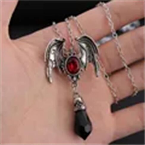 Rrdaily Vintage Gothic Necklace Bat Wings Necklace,Victoria Crystal Necklace Red/Blue/Black Gem Vampire Bat Pendant Necklace Goth Halloween Cosplay Party Jewelry for Women in Saudi Arabia