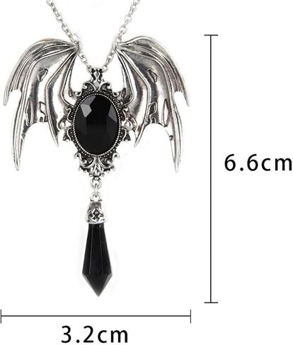 Rrdaily Vintage Gothic Necklace Bat Wings Necklace,Victoria Crystal Necklace Red/Blue/Black Gem Vampire Bat Pendant Necklace Goth Halloween Cosplay Party Jewelry for Women in Saudi Arabia