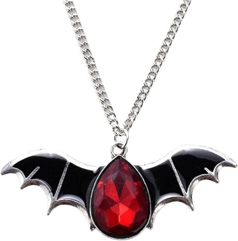 Rrdaily Vintage Gothic Necklace Bat Wings Necklace,Victoria Crystal Necklace Red/Blue/Black Gem Vampire Bat Pendant Necklace Goth Halloween Cosplay Party Jewelry for Women in Saudi Arabia