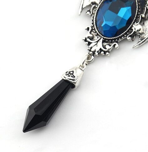 Rrdaily Vintage Gothic Necklace Bat Wings Necklace,Victoria Crystal Necklace Red/Blue/Black Gem Vampire Bat Pendant Necklace Goth Halloween Cosplay Party Jewelry for Women in Saudi Arabia