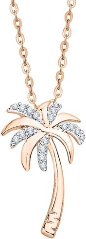 KATARINA Gold or Sterling Silver Diamond Palm Tree Pendant Necklace (1/10 cttw, J-K, SI2-I1) in Kuwait