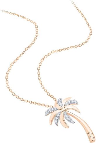 KATARINA Gold or Sterling Silver Diamond Palm Tree Pendant Necklace (1/10 cttw, J-K, SI2-I1) in Kuwait