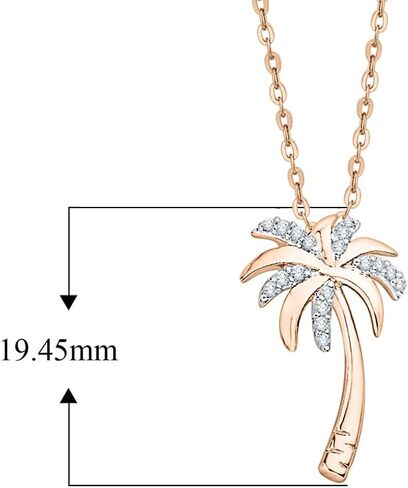KATARINA Gold or Sterling Silver Diamond Palm Tree Pendant Necklace (1/10 cttw, J-K, SI2-I1) in Kuwait