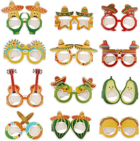 12 قطعة من زخارف حفلات العيد المكسيكية، سينكو دي مايو ورقة النظارات الصبار الفلفل الحار بينياتا in Kuwait