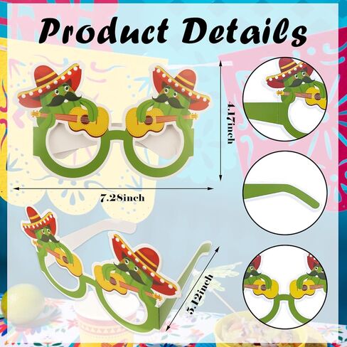 12 قطعة من زخارف حفلات العيد المكسيكية، سينكو دي مايو ورقة النظارات الصبار الفلفل الحار بينياتا in Kuwait