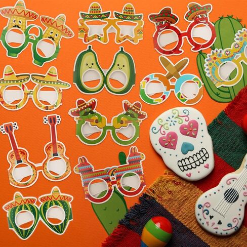 12 قطعة من زخارف حفلات العيد المكسيكية، سينكو دي مايو ورقة النظارات الصبار الفلفل الحار بينياتا in Kuwait