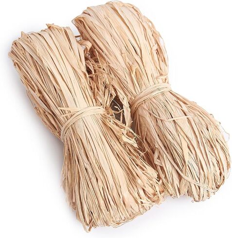 100g Natural Raffia Paper Ribbon, Raffia Ribbon Perfect for Crafts Weaving, Florist Bouquets Decoration, Christmas, Gift Wrapping, Gift Box Filler, Craft DIY (2 x 50g) in Saudi Arabia