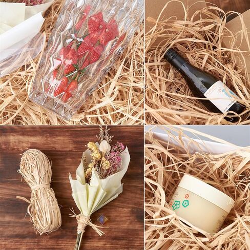100g Natural Raffia Paper Ribbon, Raffia Ribbon Perfect for Crafts Weaving, Florist Bouquets Decoration, Christmas, Gift Wrapping, Gift Box Filler, Craft DIY (2 x 50g) in Saudi Arabia