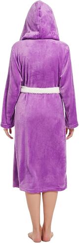Womens Hooded Robe,Plush Fleece Soft Robe for Women,Cozy Warm Bathrobe,Spa robe With Pockets in Saudi Arabia