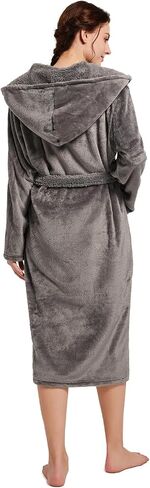 Womens Hooded Robe,Plush Fleece Soft Robe for Women,Cozy Warm Bathrobe,Spa robe With Pockets in Saudi Arabia