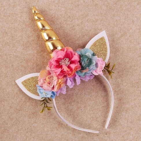 Nishine Glitter Unicorn Headband Simulation Cherry Flower Crown Tiara for Girls Headwear Costume in Saudi Arabia