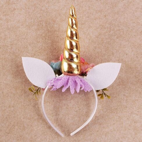Nishine Glitter Unicorn Headband Simulation Cherry Flower Crown Tiara for Girls Headwear Costume in Saudi Arabia