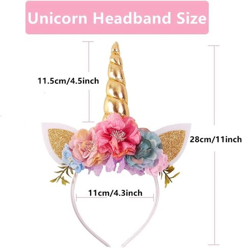 Nishine Glitter Unicorn Headband Simulation Cherry Flower Crown Tiara for Girls Headwear Costume in Saudi Arabia