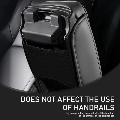 1 PC Car Center Console Armrest Cover, 12.59" x 8.66" x 1.96" Leather + Memory Foam Non-slip Pressure Relief Protective Armrest Pad with Pocket on Both Sides, Suitable for Cars (Black) in Saudi Arabia