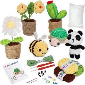 FEBNISCTE Crochet Kit for Beginners - Animals Crochet Kit with Step-by-Step Video Tutorial, 2024 DIY Craft Beginner Crochet Kit for Adults and Kids, How to Learn Crochet for Beginners