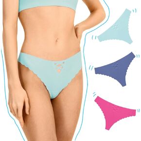 Silk Gusset Seamless Thongs Underwear for Women,Sexy Low Waist T Back Bikini Panties,No Show Sexy Thong