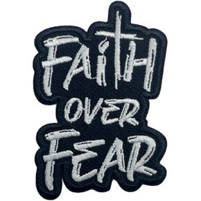 Faith Over Fear Patch-3 Inches Iron On/Sew On Embroidered Applique Patch, Religious Embroidery Patches for Clothes Backpacks Hats Motivational Embroidered Patch Christian DIY Accessories