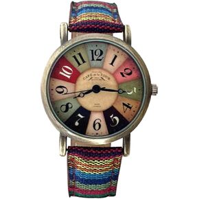 Creative Multicolor Watch for Women Woven Strap Fashion Rainbow Pattern Women's Watch Boho Hippie Watch Casual Style Wonderful Ladies Gift