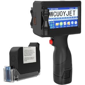 H760 Handheld Inkjet Printer, Printing Height 0.08-0.5 Inch Portable Handheld Printer with 42ml Quick-Drying Ink Cartridge 4.3Inch Touch Screen for Text/QRCode/Batch Number/Image/Date/Label/Barcode