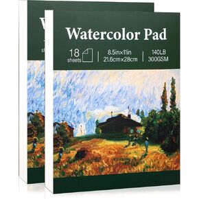Yoment Watercolor Paper Pad 9"x12" Water Color Paper 40 Sheets 140lb/300gsm Thick Artist Paper for Painting Drawing Large Watercolor Sketchbook for Adults Kids Students Art Supplies(2 Pack)