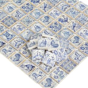 Colorful Stone Mosaic Tiles for Crafts, Square Stone Mosaic Tiles Vases, Picture Frames, Tiny Mosaic Supplies for DIY Home Decoration Art, 40pcs Assorted Designs of Mosaic Stone Tiles