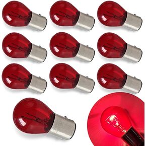 Pack-10 Car 1157 Halogen Brake Light Bulb, P21/5W S25 BAY15D Stable Filament Ultra-bright Bulb, High and Low Foot Double Filament Long Life Plug and Play Bulb, Universal for Most Cars (White)