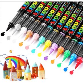 Acrylic Paint Pens 24 Colors Acrylic Art Permanent Markers for Rock Canvas Wood Glass Fabric Painting Coloring Pen