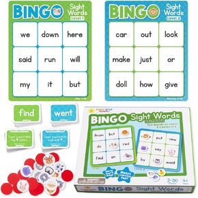 Sight Words Bingo Game for Kindergarten, Learn to Read Sight Word Cards, Word Games for Kids Ages 4-8, Bingo Sight Words Level 1&2