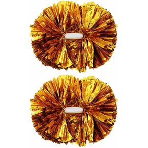 Pack of 2 Pom Poms Cheerleader Pom-Pom Sports Costume Solid Color Double-Headed Handle Party for Youth Adult Team