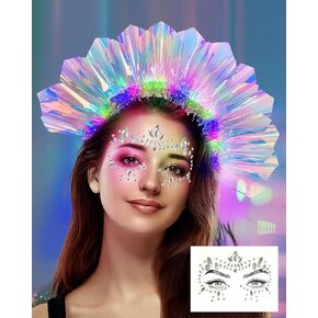 Light Up Headband Led Crown Headbands Glow Tiara Laser Headpiece Halloween Christmas Music Festival Party Glow Accessories for Women