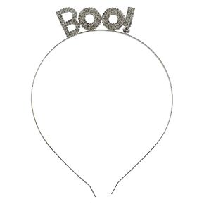 LUX ACCESSORIES Halloween Silver-Tone Bling Boo! Fashion Headband