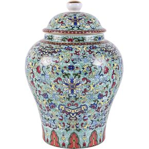 Colorful Enamel Ginger Jar with Lid-Chinoiserie Decorative Jar for Home Decor,Available in 4 Vibrant Colors (Pink)