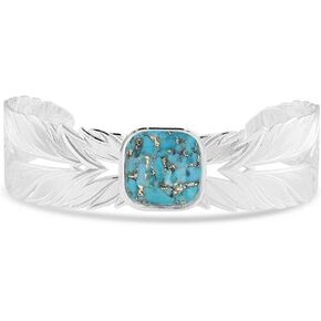 Montana Silversmiths Ladies Feather Cuff Bracelet Western Inspired (Freedom Feather), silver