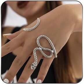 Rrdaily Snake Hand Bracelet,Gold Silver Serpent Palm Cuff Bangle Vintage Open Adjustable Wrap Bracelet Costume Jewelry for Women