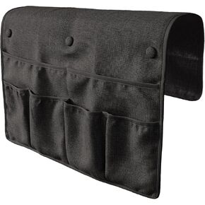 No Tuck Armchair Caddy with Matching Pin Fasteners - 19 x 24 Inches - No Tucking, No Slipping - Armrest Organizer for Recliner and Couch (Brown)