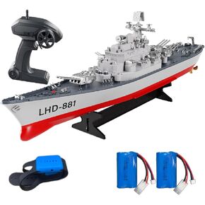 Remote Control Ship RC Warship Aircraft Carrier Battleship Destroyership add Watch Controller w/ 2-Battery 2-Controllers Omni Multifunctional 4 Channels ON Lake Pool Pond