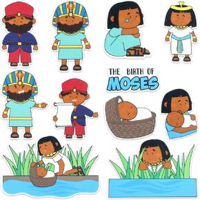 Peryiter 11 Pcs Baby Moses Felt Story Board Pieces Bible Stories Set Felt Figures Precut Story Board for Kindergarten Preschool Storytelling Interactive Teaching Activities