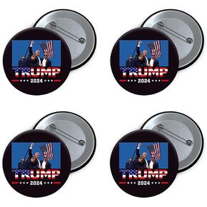Trump Pin Trump 2024 Pin Brooch 3x3 Inch Trump Survived Shot At Election Rally Shot, America Election Pin Button Decor （2pcs）