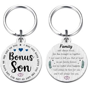 Bonus Son Graduation Gifts - Stepson Unbiological Adopted Step Son Father's Day Birthday Keychain