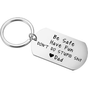 Aesnefe Funny Drive Safe Keychain for Teen from Mom Dad, First Car Key Chain, Be Safe Have Fun Don't Do Stupid Stuff