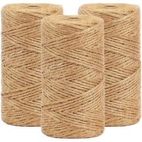 Tenn Well Colored Jute Twine, 3 Rolls 984 Feet 2mm Red Green Brown Jute String, Christmas Twine for Gift Wrapping, Holiday Decorations, Bundling, DIY Crafts