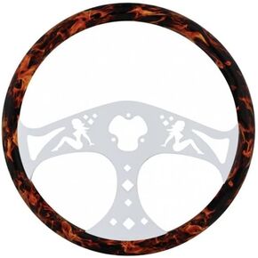 United Pacific 88250 - Steering Wheel - 18" Flame Steering Wheel With Hydro- Dip Finish Wood - Lady